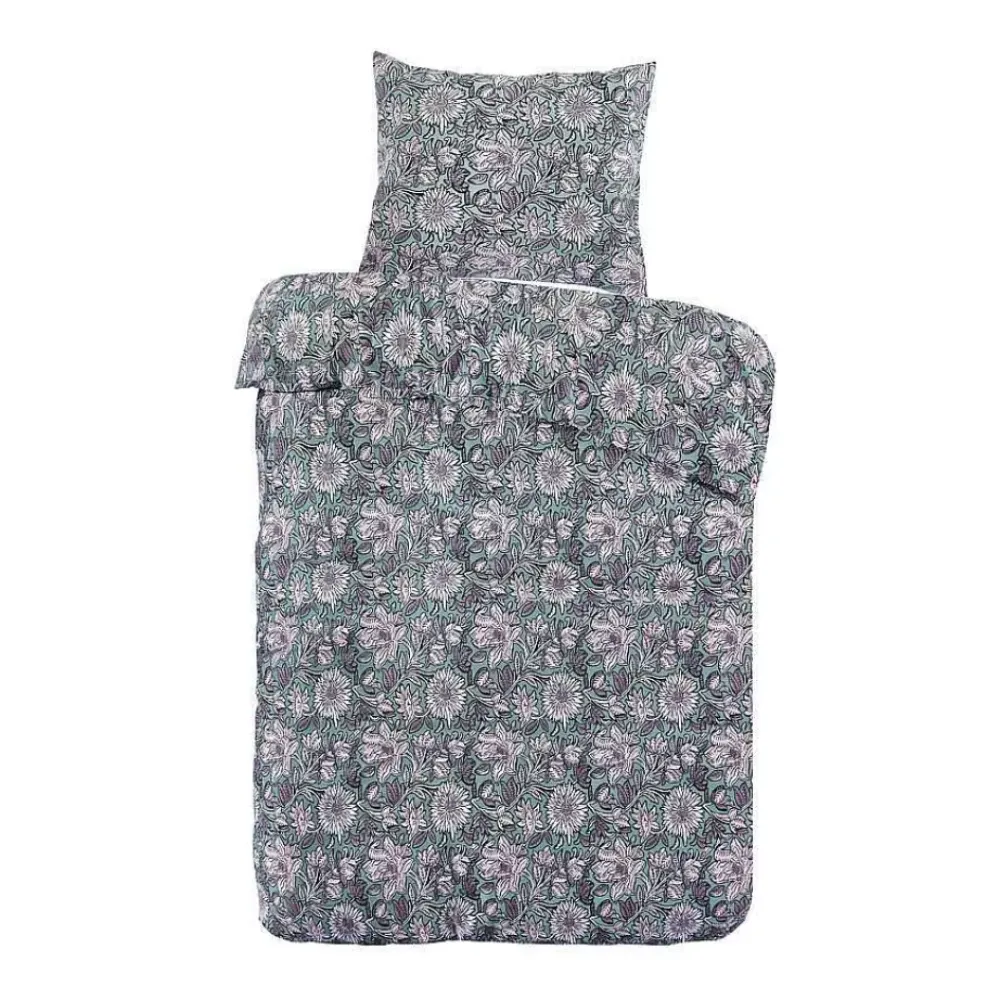 Flash Sale Dekbedovertrek Iris Groen - 140X200 Cm Beddengoed