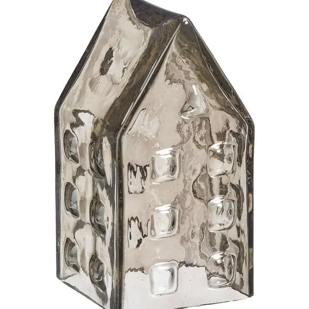 Outlet Huisje Glas Grijs - 12 Cm Decoratie Beelden