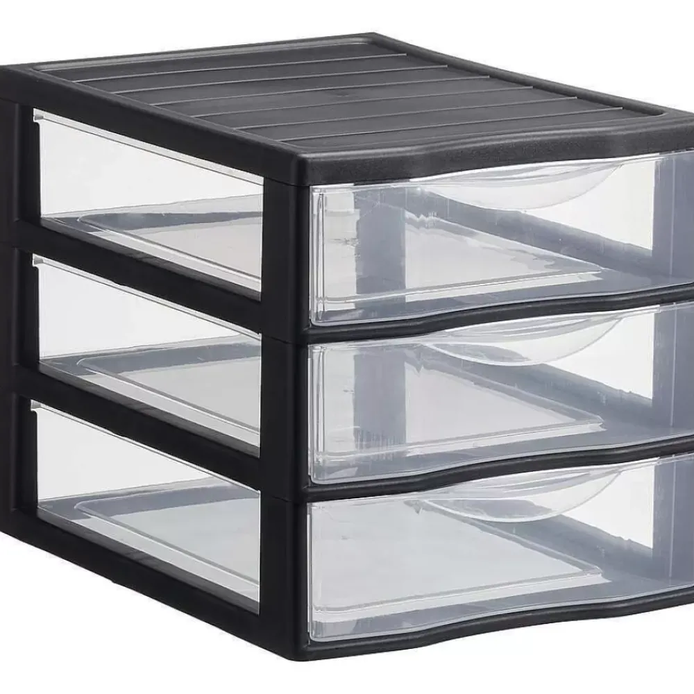 Flash Sale Ladekast 3 Lades Laag Zwart Opbergboxen & Lades