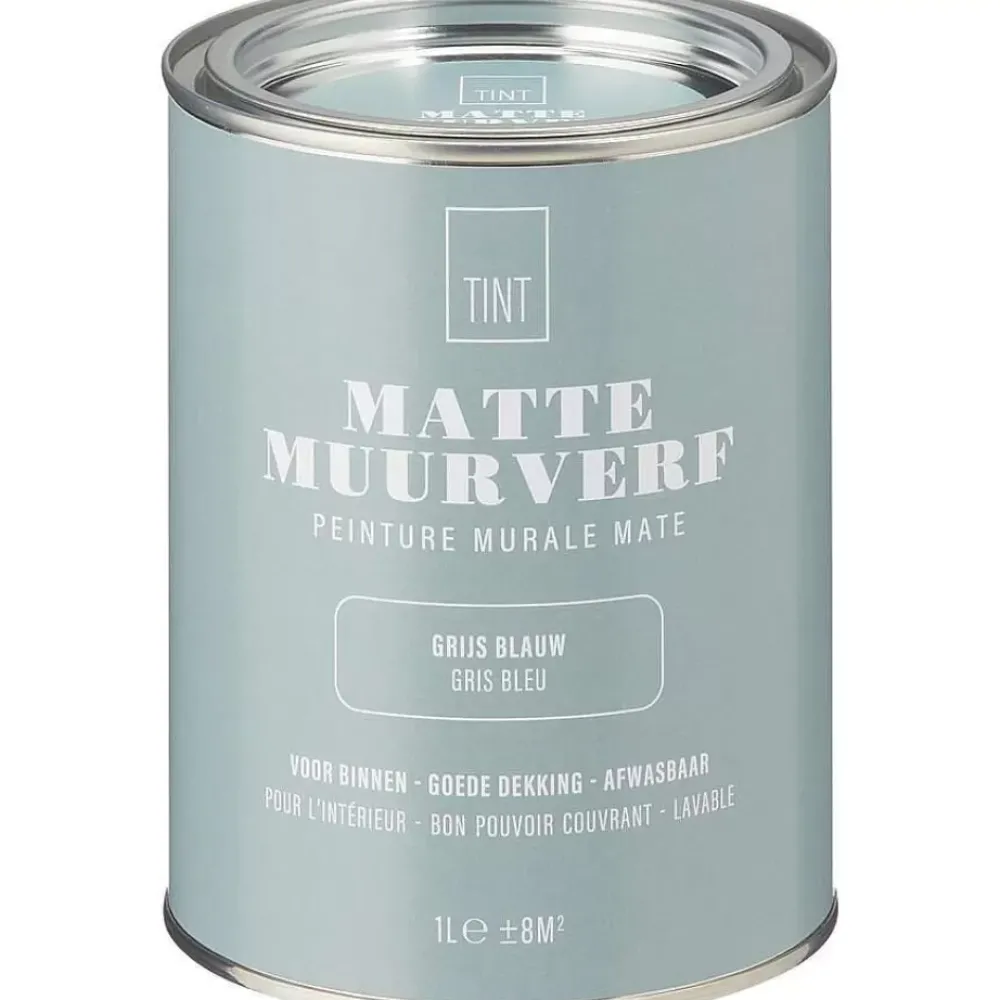Cheap Muurverf Mat Grijs Blauw - 1 L Muurverf