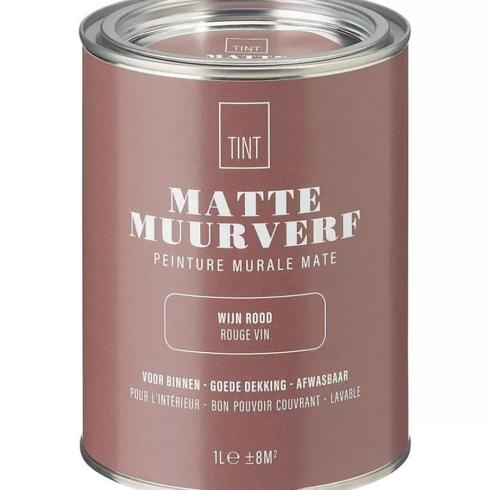 Outlet Muurverf Mat Wijn Rood - 1 L Muurverf