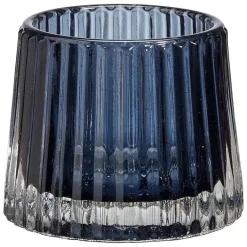Clearance Waxinelichthouder Glas Streep Blauw Waxinelichthouders
