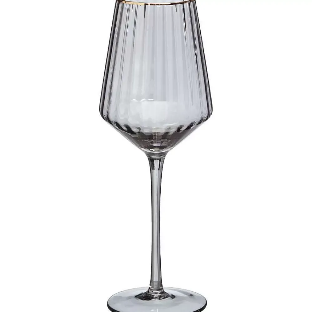 Store Wijnglas Ribbel Grijs Glazen & Mokken